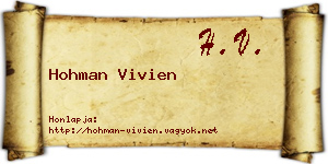 Hohman Vivien névjegykártya